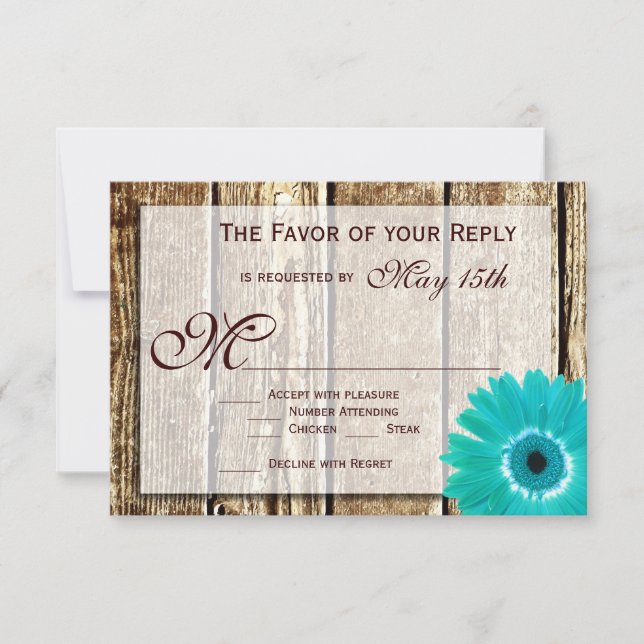 Cartas RSVP de la boda de la Verde azulada de la m (Anverso)