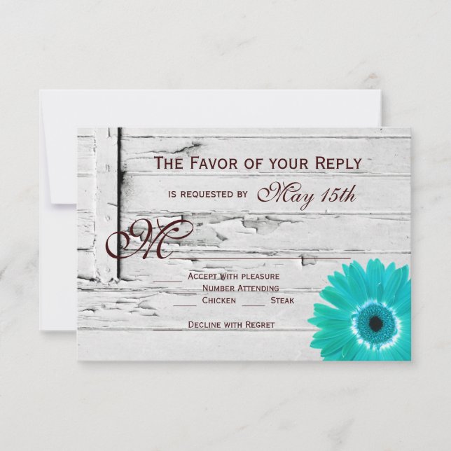 Cartas RSVP de la boda de la Verde azulada de la m (Anverso)