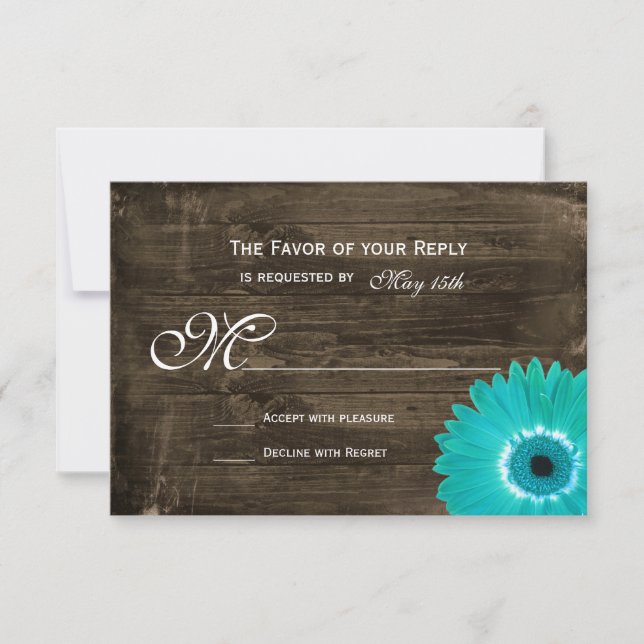 Cartas RSVP de la boda de la Verde azulada de la m (Anverso)
