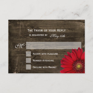 Cartas RSVP de la boda de madera de la marea roja 