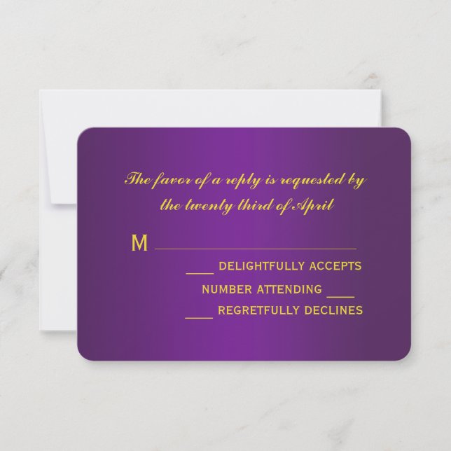 Cartas RSVP de la boda de Mardi Gras (Anverso)