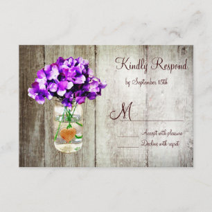 Cartas RSVP de la boda de Mason Jar Hydrangea