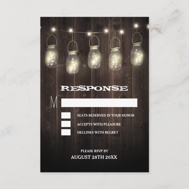 Cartas RSVP de la boda de Mason Jar Wedding (Anverso)