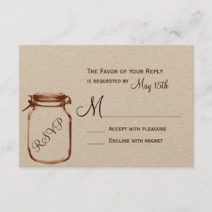 Cartas RSVP de la boda de Mason Jar Wedding, país