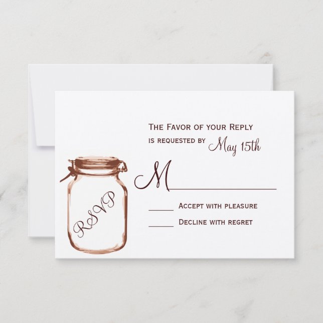 Cartas RSVP de la boda de Mason Jar Wedding, país  (Anverso)