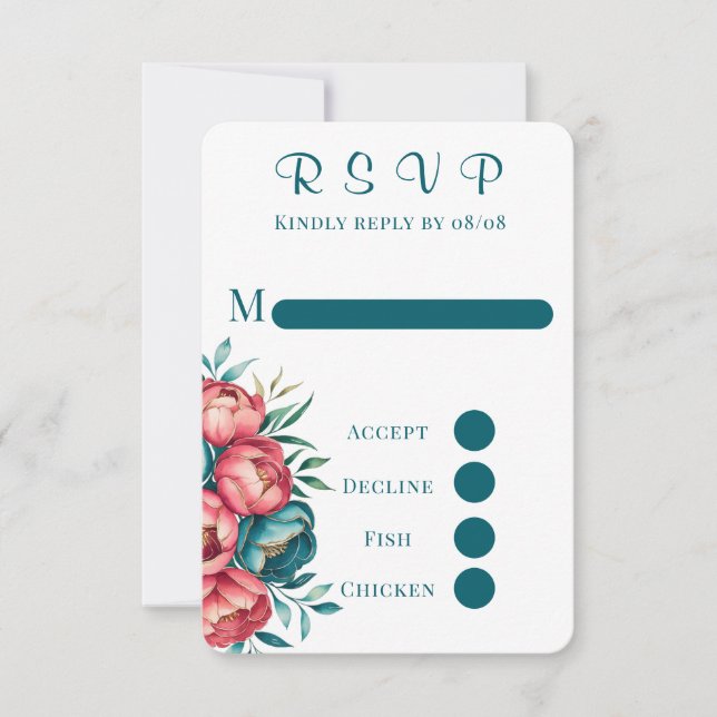 Cartas RSVP de la boda de Peony con pintura de oro (Anverso)