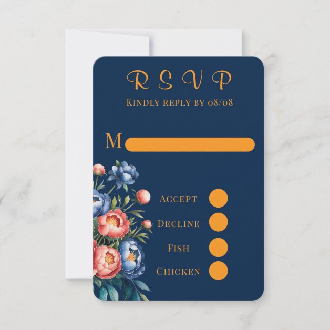 Cartas RSVP de la boda de Peony con pintura de oro (Anverso)