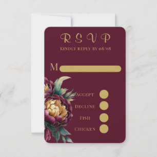 Cartas RSVP de la boda de Peony con pintura de oro