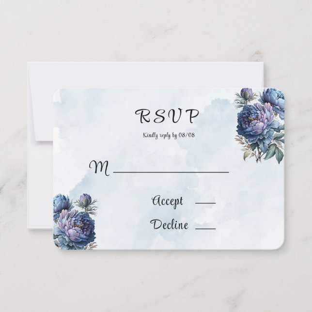 Cartas RSVP de la boda de una joven pintada por la (Anverso)