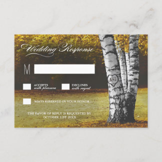 Cartas RSVP de la boda del árbol de aves del coraz