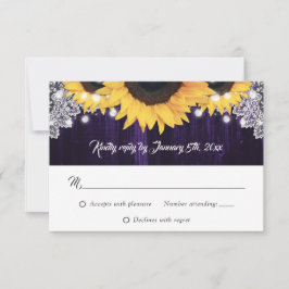 Cartas RSVP de la boda del girasol de la madera pú