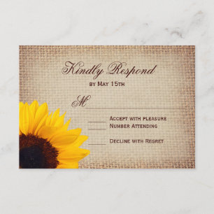 Cartas RSVP de la boda del girasol del país ruso