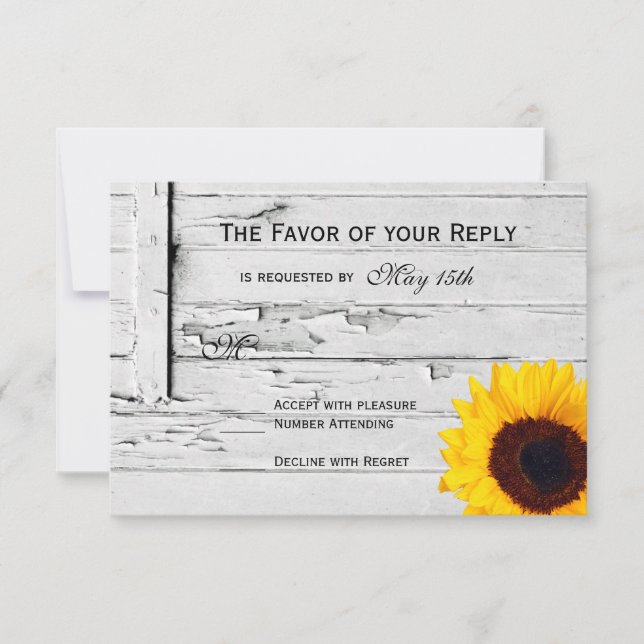 Cartas RSVP de la boda del girasol en el campo de  (Anverso)