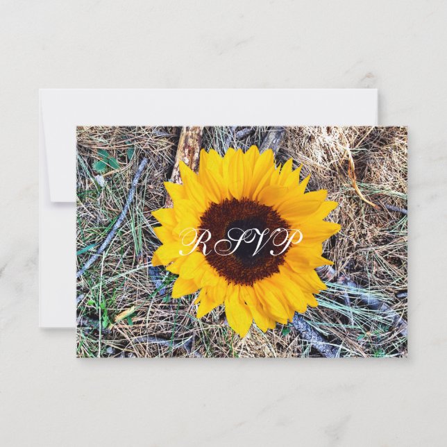 Cartas RSVP de la boda del girasol en el campo rús (Anverso)