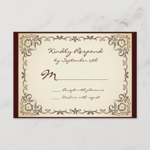 Cartas RSVP de la boda del marco de desplazamiento