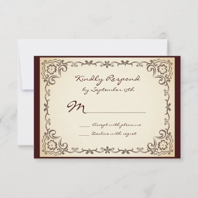 Cartas RSVP de la boda del marco de desplazamiento (Anverso)
