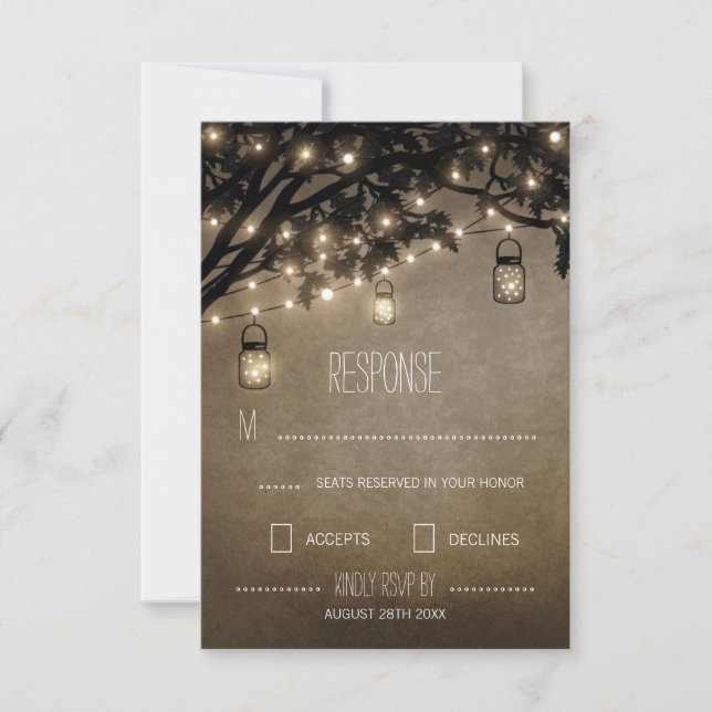 Cartas RSVP de la boda del roble de Mason Jar Vint (Anverso)