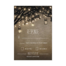 Cartas RSVP de la boda del roble de Mason Jar Vint