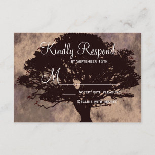Cartas RSVP de la boda otoño de la silueta de robl