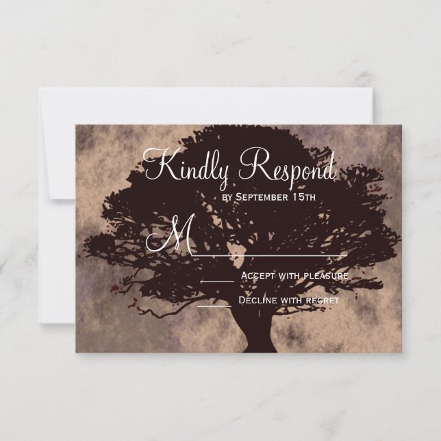 Cartas RSVP de la boda otoño de la silueta de robl (Anverso)