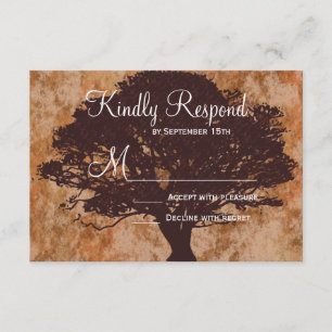 Cartas RSVP de la boda otoño de la silueta de robl