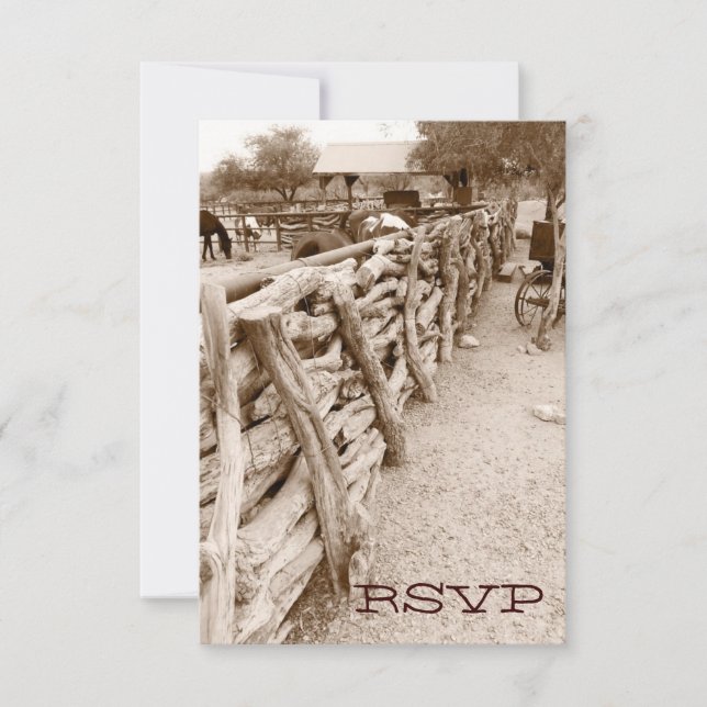 Cartas RSVP de la boda rural del caballo occidenta (Anverso)
