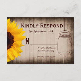 Cartas RSVP de la boda rusa del girasol Mason Jar