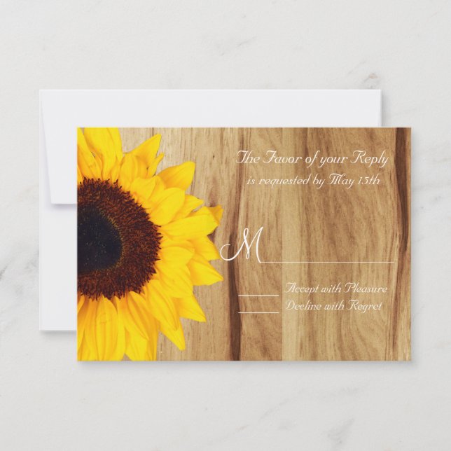 Cartas RSVP de la boda rústica de la madera del gi (Anverso)