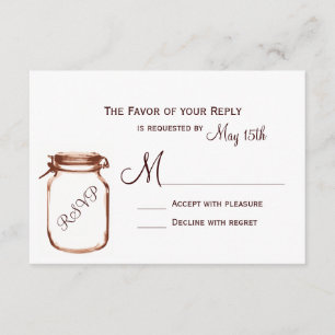 Cartas RSVP de la boda rústica de Mason Jar Countr