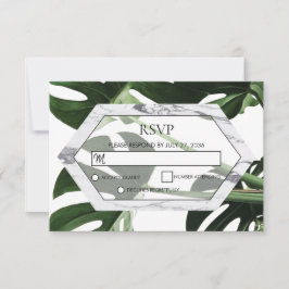 Cartas RSVP de la boda tropical de mármol de Monst