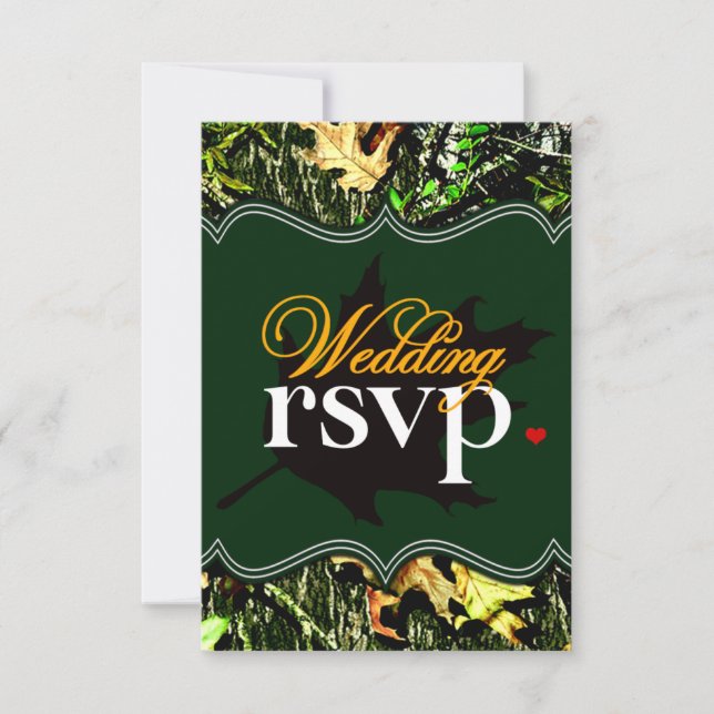 Cartas RSVP de la boda verde de Mr & Mrs Hunting C (Anverso)