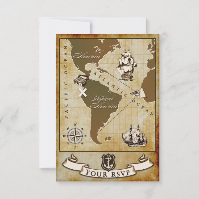 Cartas RSVP de la fiesta de cumpleaños del pirata  (Anverso)