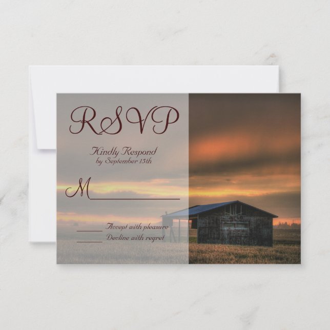 Cartas RSVP de matrimonio de amor para granjas rur (Anverso)