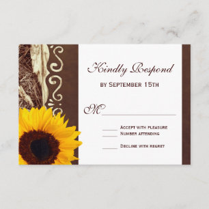 Cartas RSVP de matrimonio de girasol de las agujas