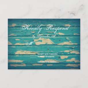 Cartas RSVP de matrimonio de madera turquesa de ca