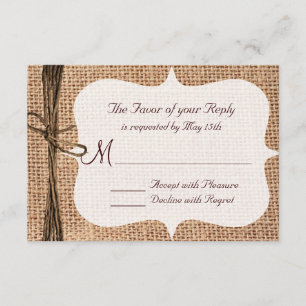 Cartas RSVP de matrimonio doble en Burlap, un país