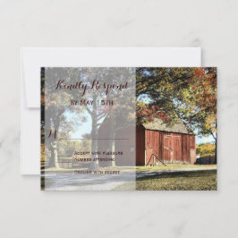 Cartas RSVP de matrimonio rústico de granjas y árb