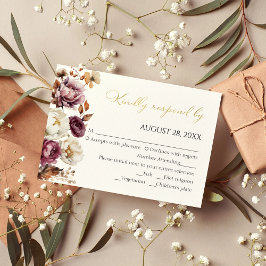 Cartas RSVP de Quinceanera de otoño con flores de 