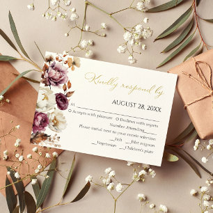Cartas RSVP de Quinceanera de otoño con flores de