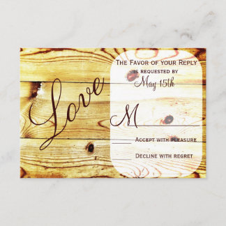 Cartas RSVP de Rústico Country Barn Wood Love Wedd