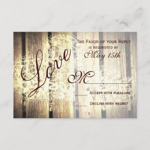 Cartas RSVP de Rústico Country Barn Wood Love Wedd