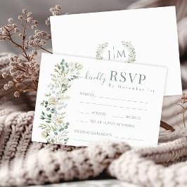 Cartas RSVP de Sage Eucalyptus Floral Garden Weddi
