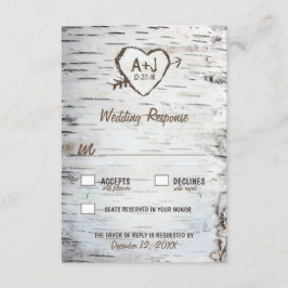 Cartas RSVP Rústicas de la Boda del Árbol de Birch