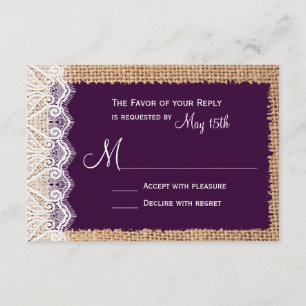 Cartas Rústicas RSVP Burlap Purple