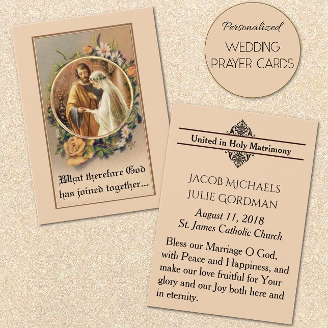 Cartas sagradas de la boda católica a favor de la  (Traditional Catholic Personalized Wedding Prayer Cards)