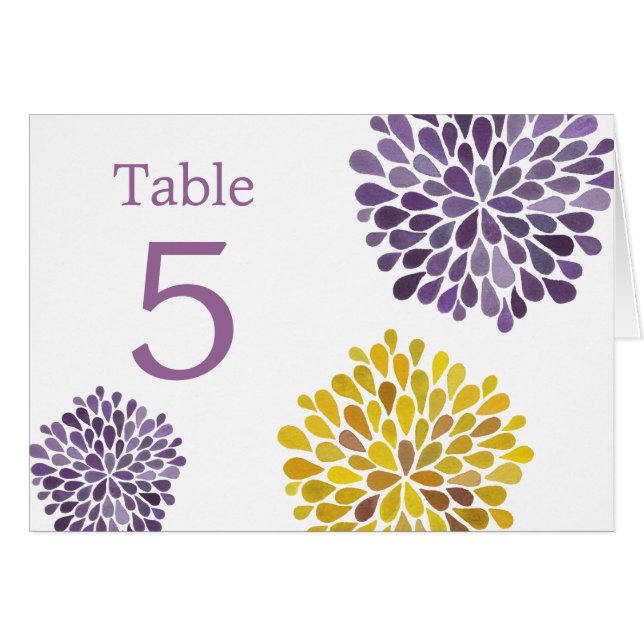 Cartas Table Place Flores de Dahlia amarillo morad (Anverso (Horizontal))