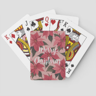 Cartas Tarjeta de Baraja de Navidad Feliz con Poinsettias