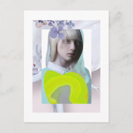 Carte postal portrait jeune fille pastel et fluo c