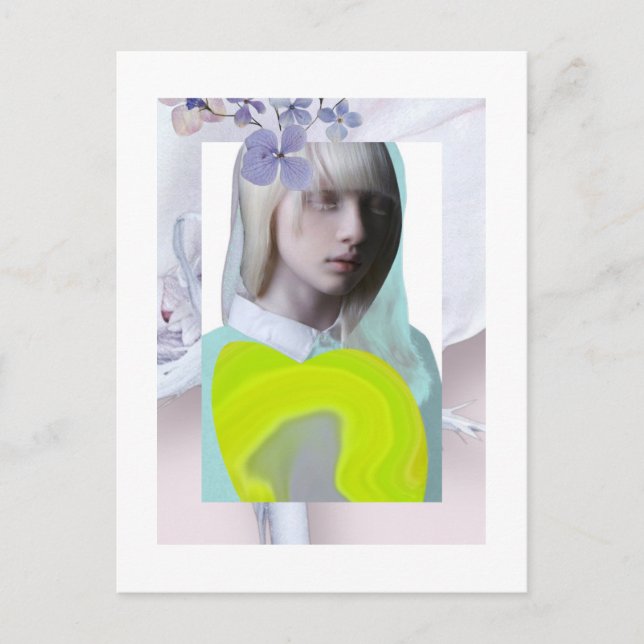Carte postal portrait jeune fille pastel et fluo c (Anverso)