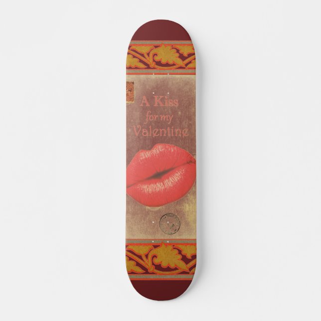 Carte Postale Valentine Kiss Skateboard (Anverso )